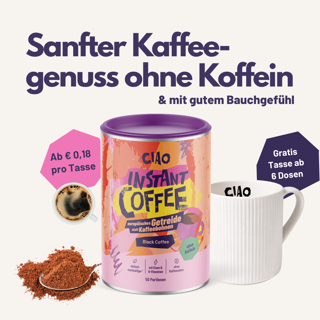 Instantkaffee Classic (koffeinfrei) – Aus europäischem Getreide, magenschonender, mit B-Vitamin-Komplex und Eisen