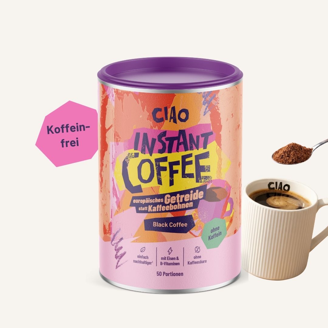 Instantkaffee auf Getreidebasis mit Eisen und B-Vitaminen (koffeinfrei)