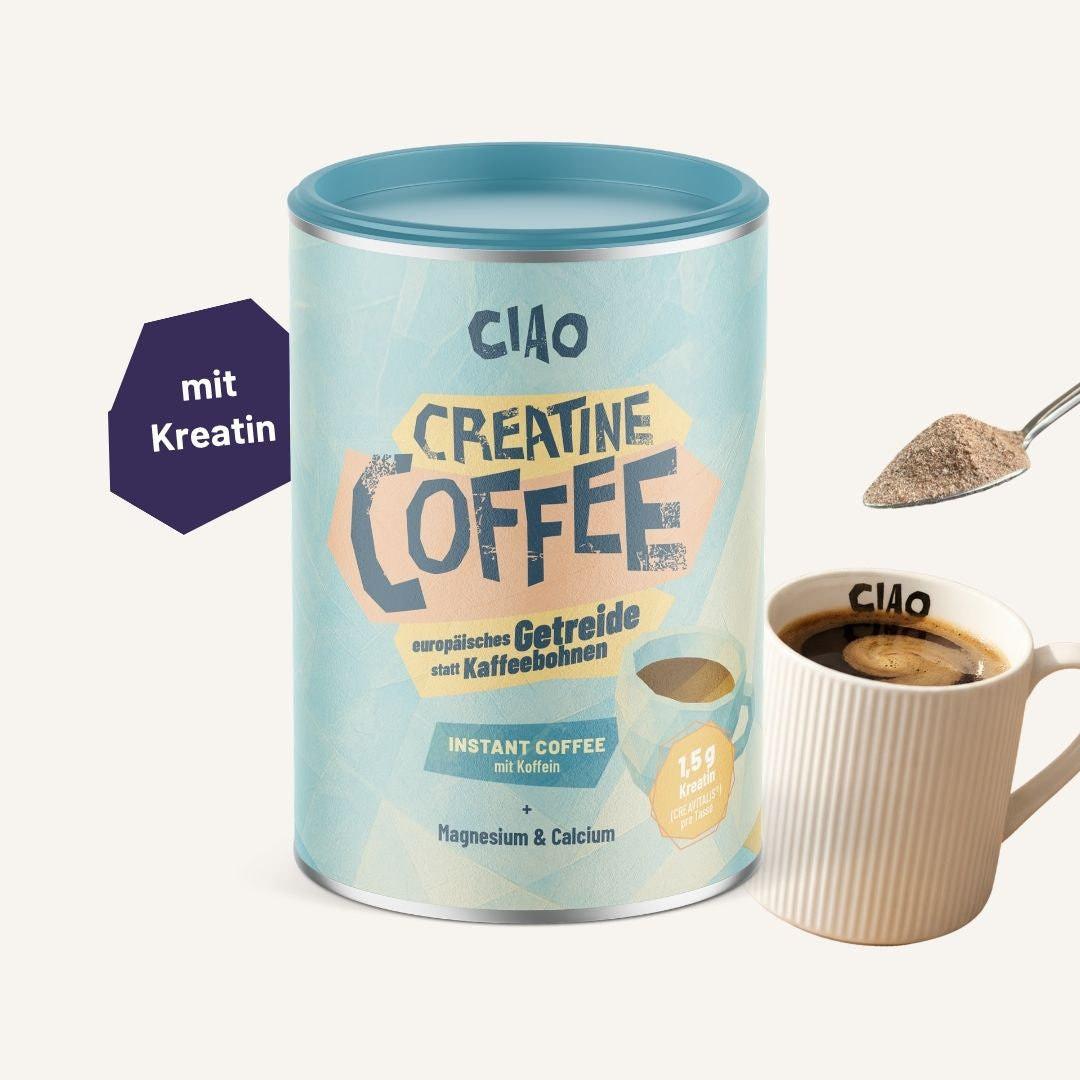 Instantkaffee auf Getreidebasis mit Kreatin, Magenesium und Calcium