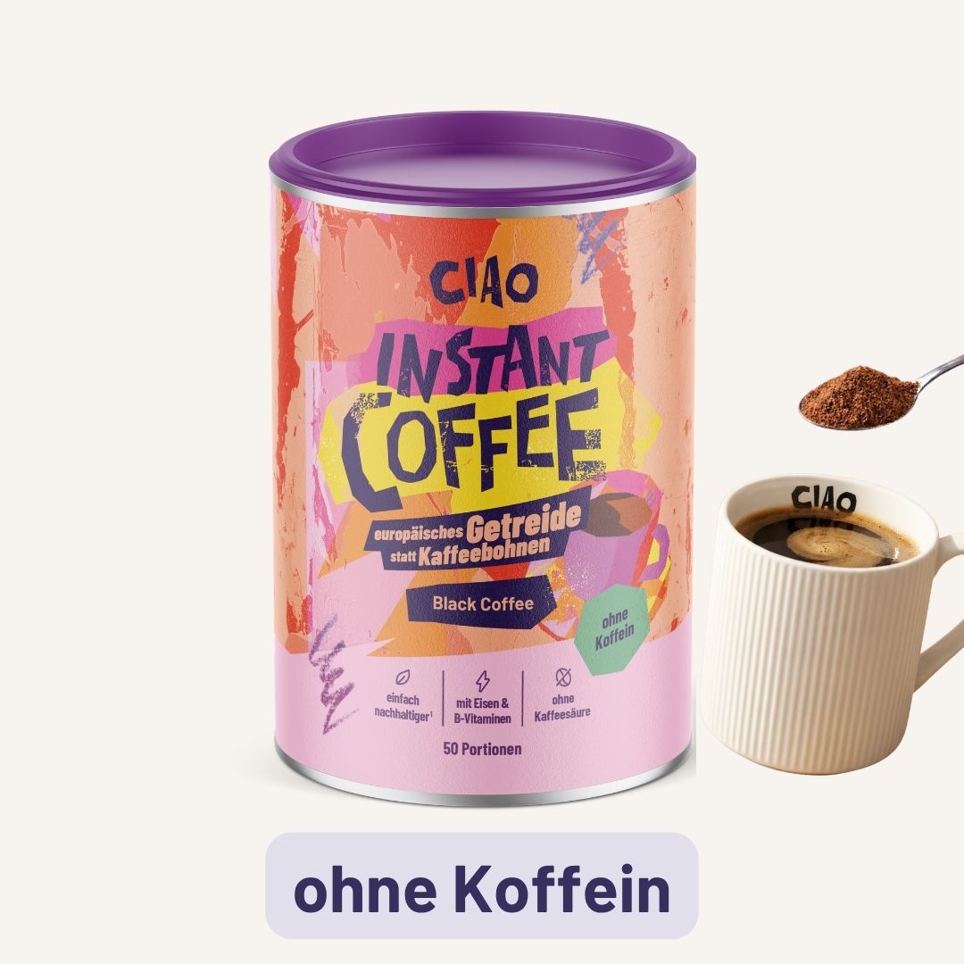 Instantkaffee auf Getreidebasis mit Eisen und B-Vitaminen (koffeinfrei)