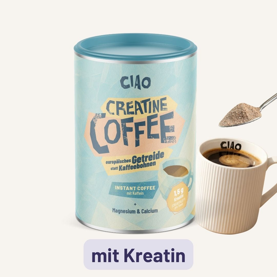 Instantkaffee auf Getreidebasis mit Kreatin, Magenesium und Calcium