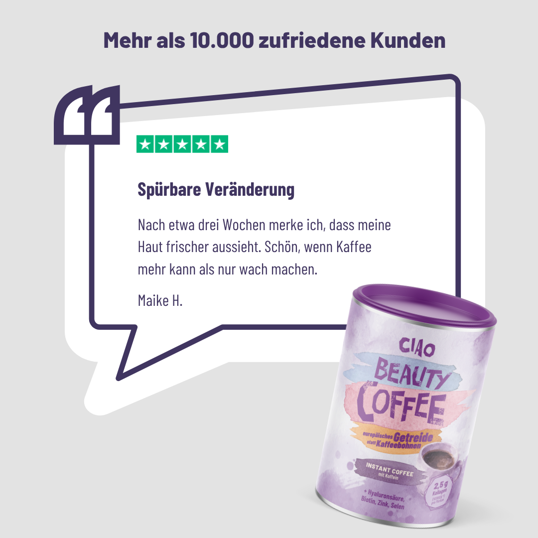 Beauty Instantkaffee mit Kollagen, Hyaluronsäure, Biotin, Zink & Selen