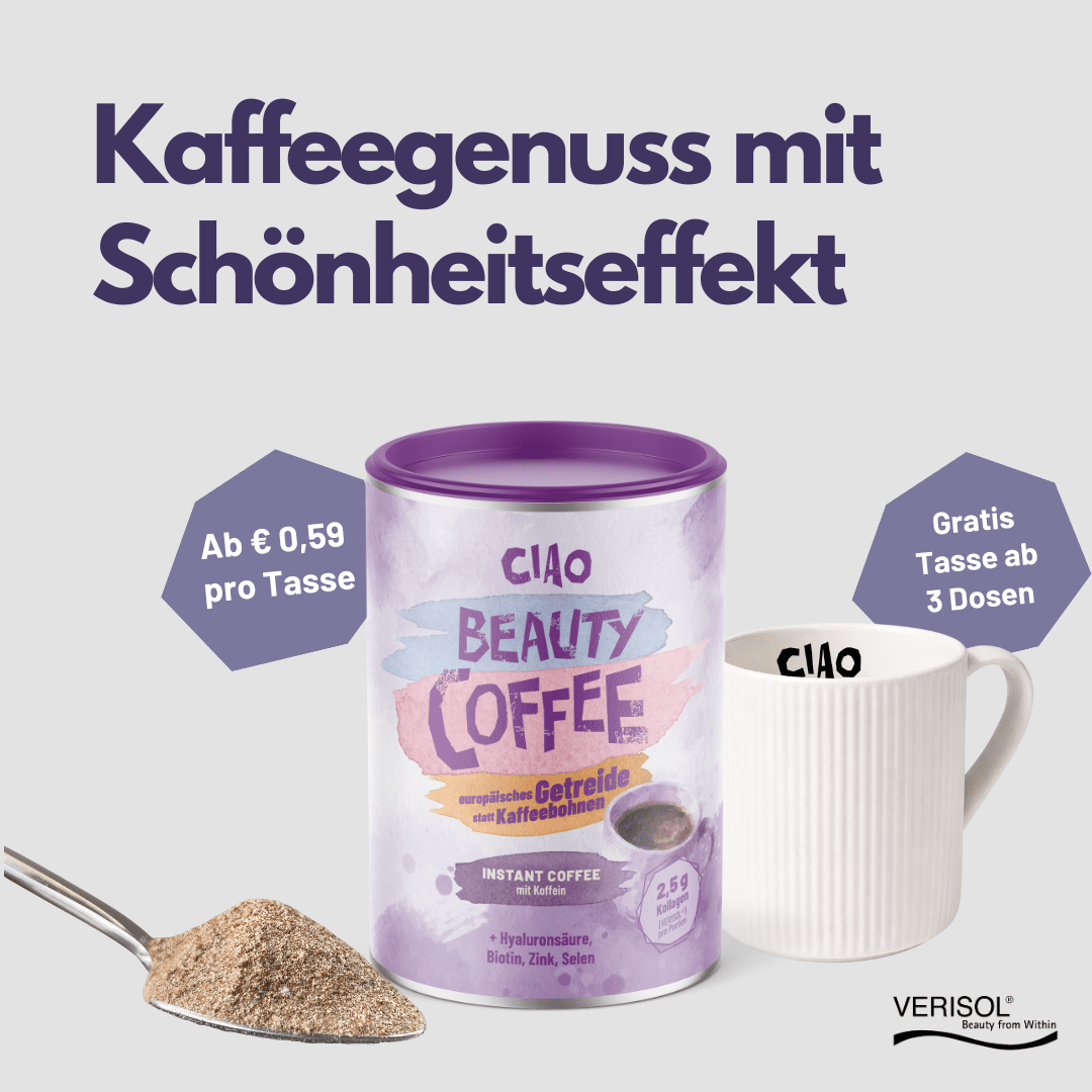 Beauty Coffee mit Kollagen, Hyaluronsäure, Biotin, Zink & Selen - ciao coffee